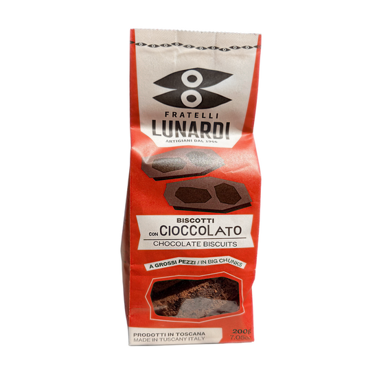 Fratelli Lunardi chocolate biscuit packaging on a white background