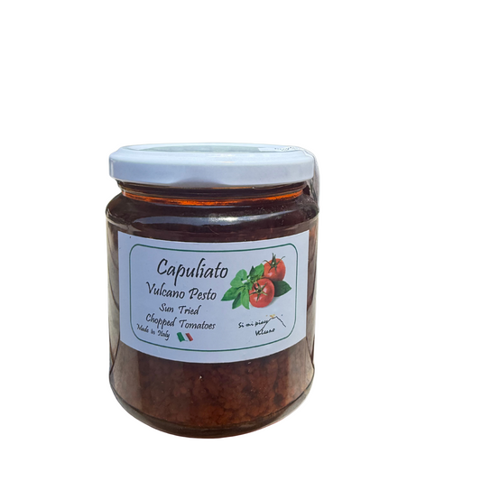 Jar of Capuliatto Volcano Pesto on a white background